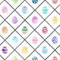 Watercolor Easter, Paschal eggs seamless regular pattern